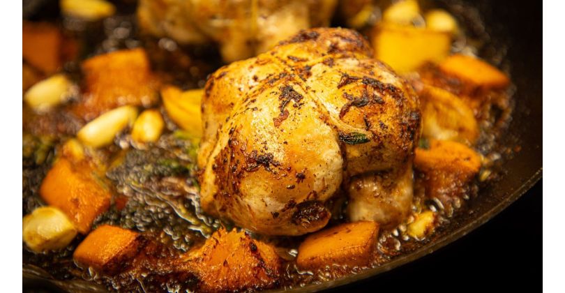 Stuffed Quail with Endive, Spinach, and Candied Oranges