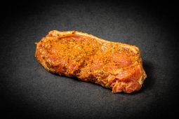 Marinated organic bud beef striploin