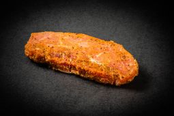Organic marinated pork rump steak