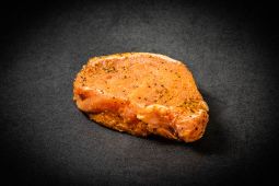 Marinated organic pork loin steak