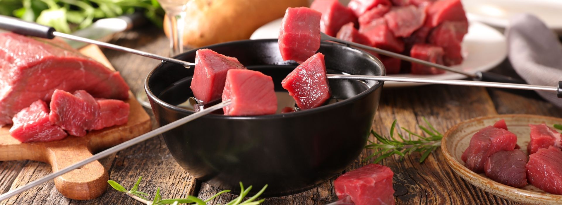 Fondue Chinoise, Bourguignonne oder Tischgrill Fleischplatten